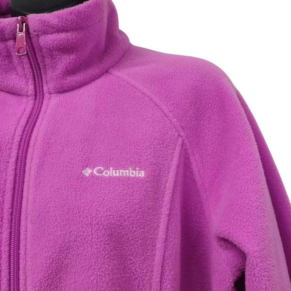 Columbia Women’s  Bright Pink Full Zip Fleece Cozy Jacket Size Large - Picture 3 of 8